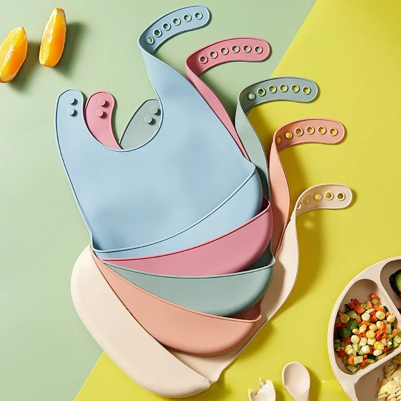 1Pc Solid Color Silicone Baby  - Waterproof Baby Bibs Silicone 评论和价格